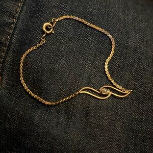 Vintage Krementz Gold Filled Clear Stone Bracelet 7"